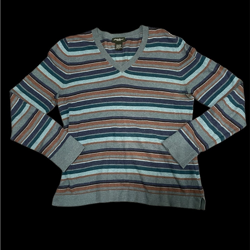 Eddie Bauer Women’s V-Neck Striped Long Sleeve Shirt